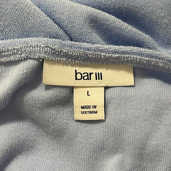 Bar III NWT Women Bodycon V-Neck Terry Cloth Mini Dress Blue Whisper Open Back L - Picture 6 of 9